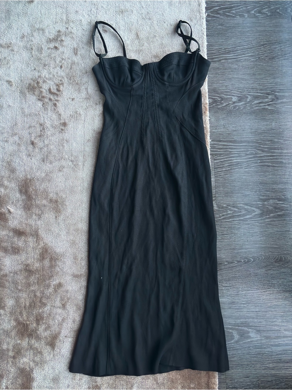 Dolce & Gabbana Black Midi Bustier Slip Dress